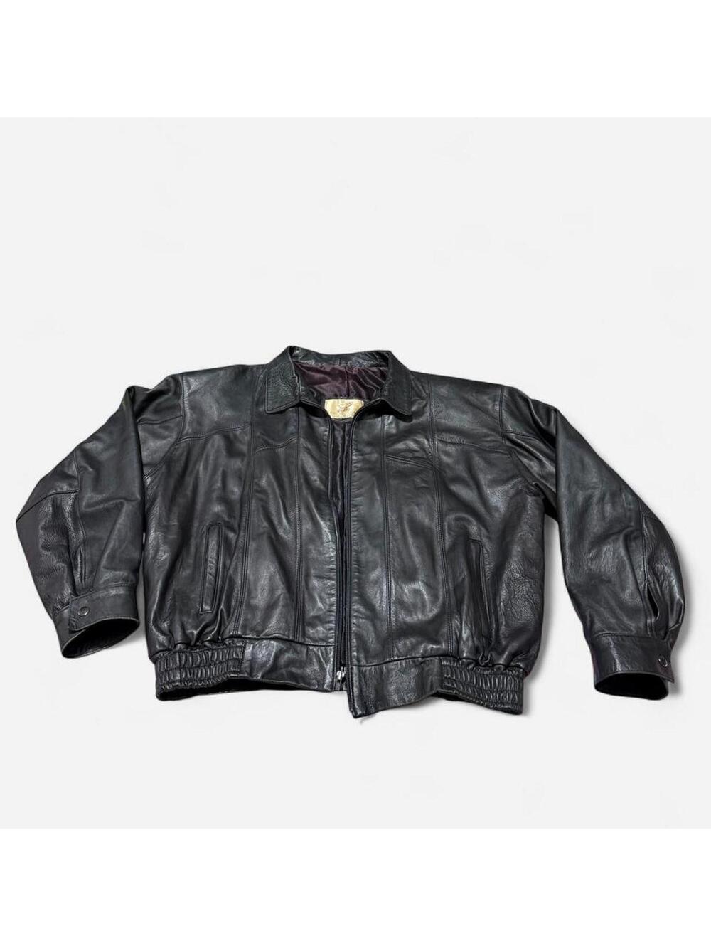 Vintage Genuine Leather Bomber Jacket‎ XL Made in Mexico Lined Brown - Picture 2 of 7